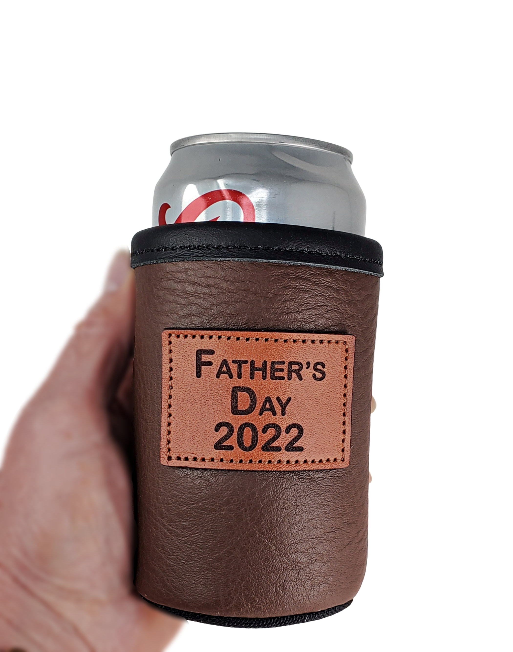 Leather Can Koozie , Rugged Bison