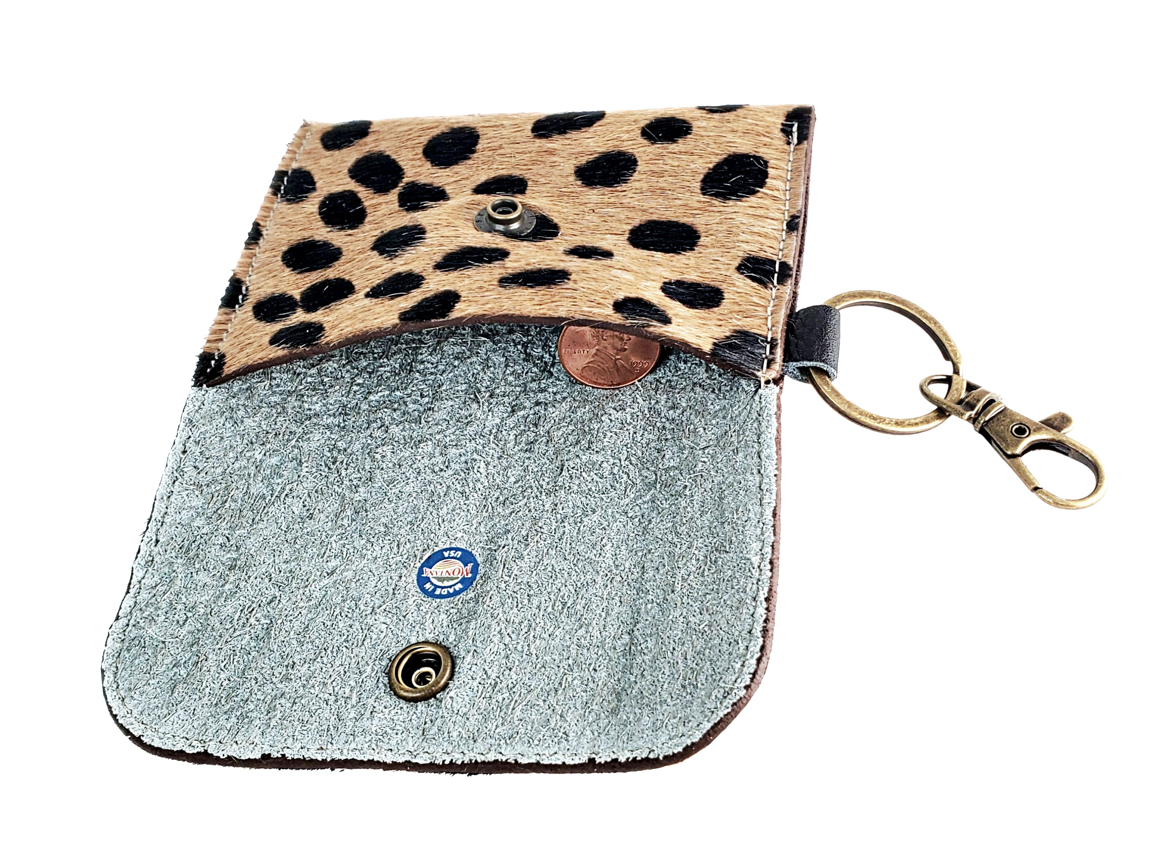 Key Chain ID Card Wallet, Cowhide Leather, Business Card Holder, Keep Cards  Secure, Clip Inside Large Purse to Grab & Go