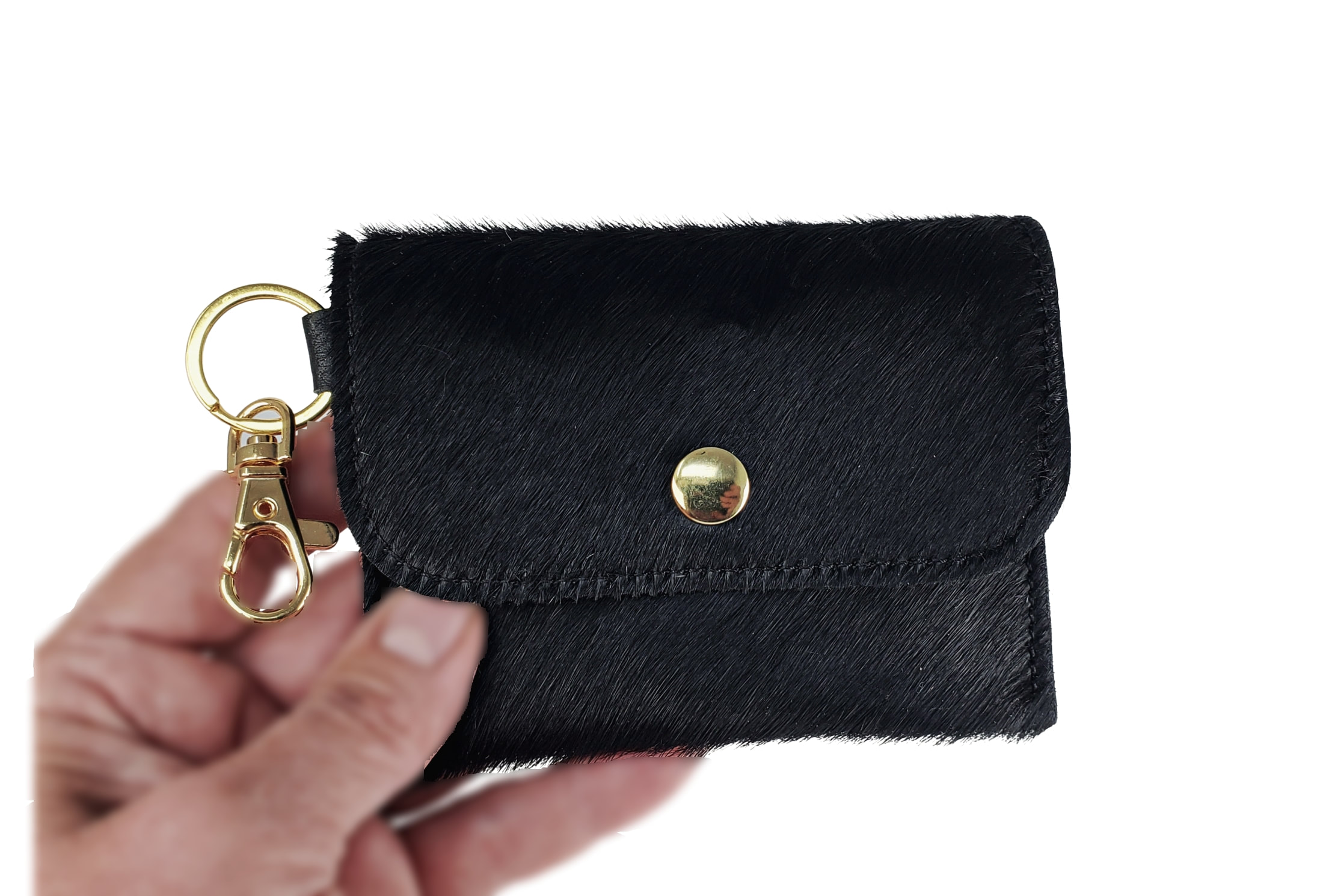 Key Chain ID Card Wallet, Cowhide Leather, Business Card Holder